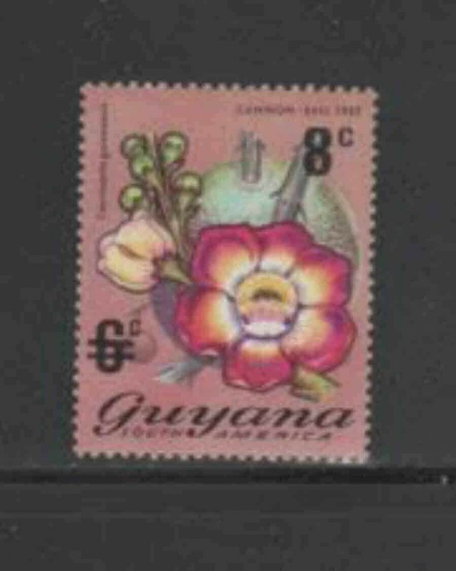 GUYANA #192 1974 8c on 6c FLOWER MINT VF NH O.G