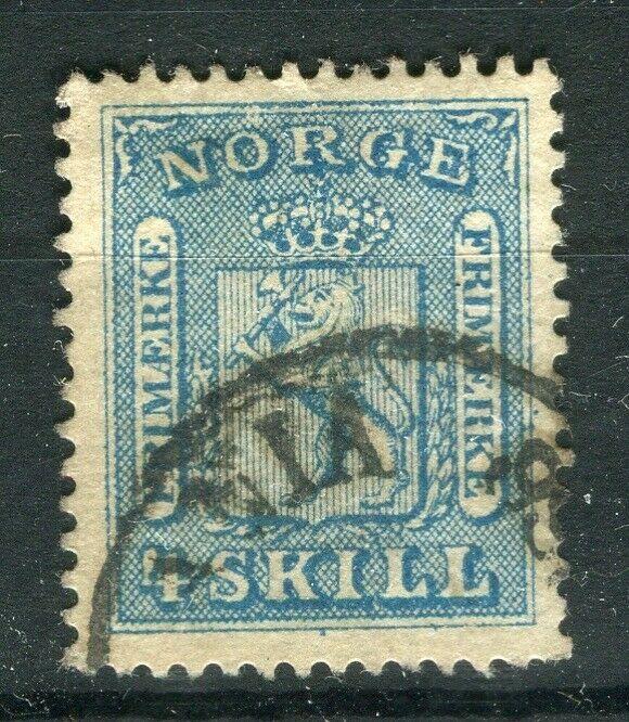 NORWAY; 1863 early classic Skilling issue fine used 4sk. value