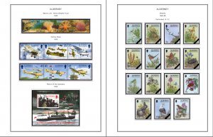 COLOR PRINTED GB ALDERNEY 1983-2020 STAMP ALBUM PAGES (89 illustrated pages)