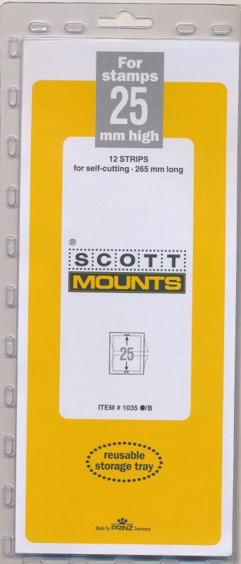 Prinz Scott Stamp Mount 25/265 mm - BLACK (Pack of 12) (25x265 25mm) STRIP  1035