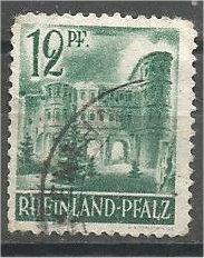 RHINE PALATINATE, 1947, used 12pf, Porta Nigra Scott 6N4