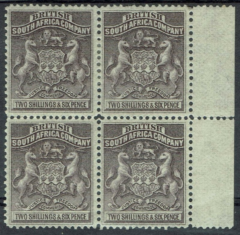 RHODESIA 1892 ARMS 2/6 */** BLOCK 