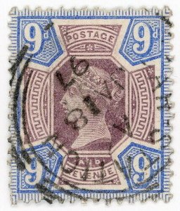 (I.B) QV Postal : 9d Purple & Blue (SG 209)