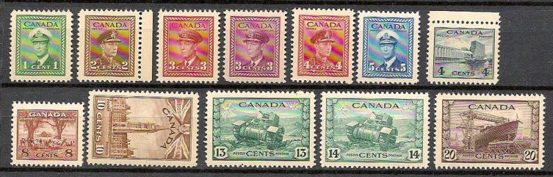 KGVI 1c - 20c War Issue #249-260 FVFNH