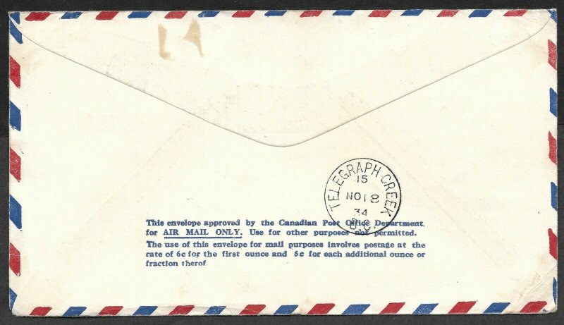 Doyle's_Stamps: Canadian Postal History: Atlin-Telegraph Creek 1st Flight Cover