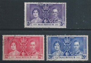 Mauritius #208-10 Used 1937 Coronation Issue
