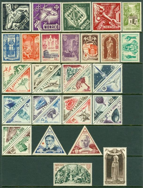 EDW1949SELL : MONACO 3 Better VF MNH Cplt sets from the 1950s. Scott Cat $245.00