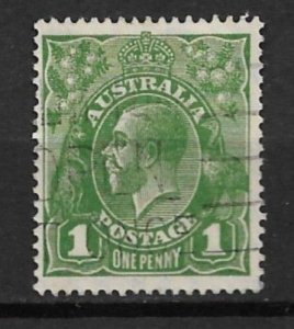 1926 Australia Sc67b 1p King George V with small OS perfin used