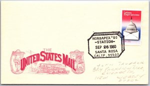 US SPECIAL POSTMARK COVER NORBAPEX '80 STATION AT SANTA ROSA CALIFORNIA 1980 B