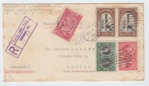 Registered DOUBLE WEIGHT 8cent UPU to ROUMANIA 1939 SHELL LAKE Sask Canada cover