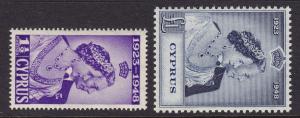 Cyprus Scott # 158 - 159 set VF- OG never hinged cv $ 60 ! see pic !