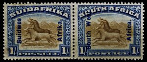 4516: South-West Africa SG51(A) 1s Blue & Brown. Bilingual Pair. 1927. Sc#90b...