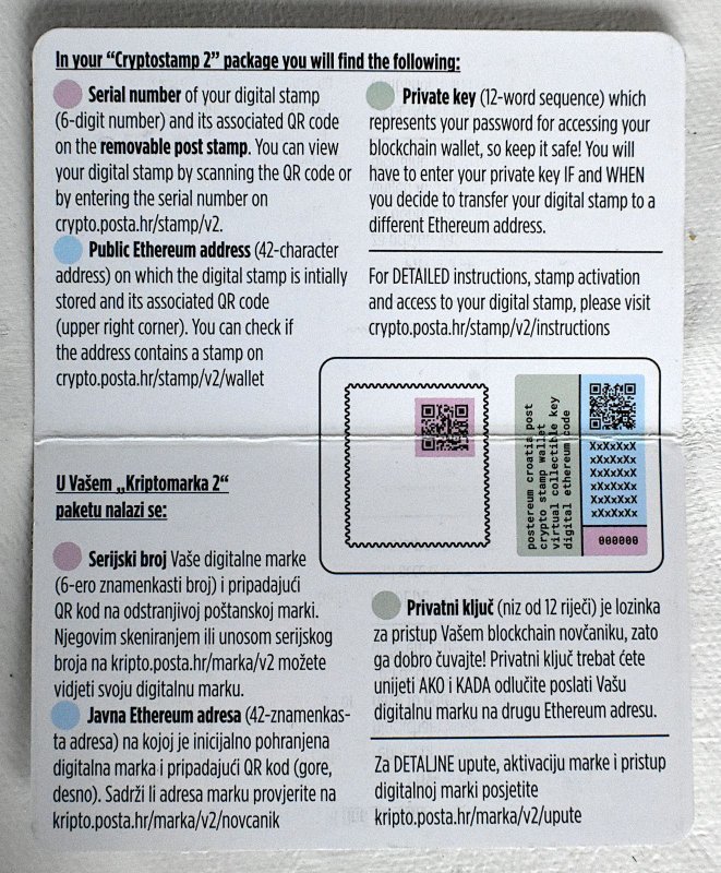 CROATIA CRYPTO STAMP 2 TRANSFER OF POSTAL HISTORY MAIL COACH, 2020