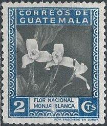 Guatemala 293 (used, small scrape) 2c white nun orchid, national flower (1939)