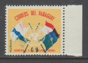 Paraguay Sc C272 MNH. 1960 3g UN Crossed Flags, Inverted Center, VF.