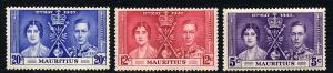 Mauritius #208-210 mint hinged set, Coronation