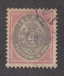 Iceland # 23  Numerals, Perf 13, Used, 1/3 Cat