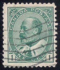 Canada #89 1 cent 1903 King Edward 7, Green Stamp used F-VF