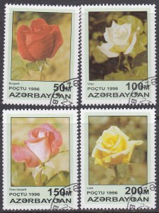 Azerbaijan Sc #598-601 Used CTO Roses