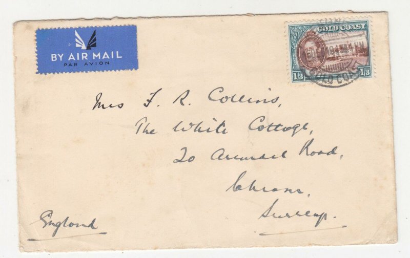 GOLD COAST, 1949 Airmail cover, KGVI 1s.3, SEKONDI to GB.