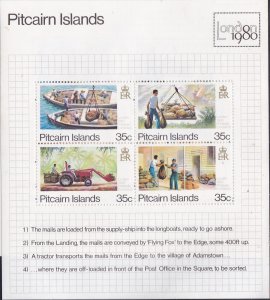 Pitcairn islands 192, MNH Souviner Sheet - Mail Delivery
