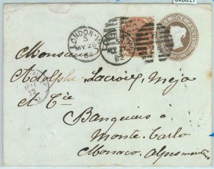 BK0817 - GB - POSTAL HISTORY -   STATIONERY COVER to MONTE CARLO  1882