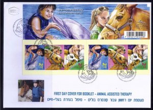 ISRAEL 2009 ANIMAL ASSISTED THERAPY BOOKLET ON FDC  DOG HORSE DOLPHIN FAUNA