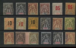 French Territories 18 different mix mint/used 1898 - 1905 Cat$68 stamps