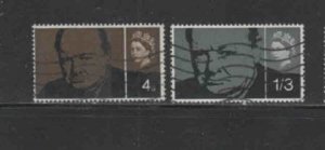 GREAT BRITAIN #420-421 1965 SIR WINSTON CHURCHILL F-VF USED