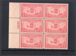 Scott #649 Wright Airplane Civil Aeronautics Plate Block of 6 Stamps MNH P#19680