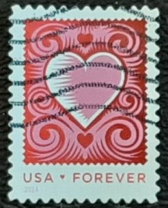 US Scott # 4847; Used (46c) Love Heart from 2014; VF; off paper