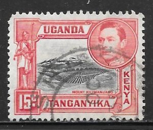 Kenya Uganda Tanganyika 72: 15c George VI and Mount Kilimanjaro, used, F-VF