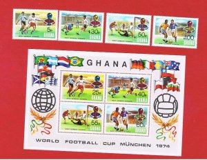 Ghana #525-529  MNH OG  World Cup  Soccer  w/SS   Free S/H