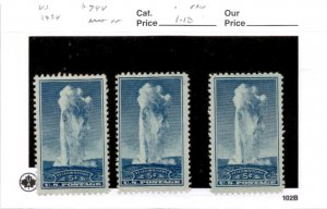 United States Postage Stamp, #744 (3 Ea) Mint NH, 1934 Yellowstone (AB)