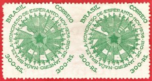 [sto420] BRAZIL 1937 Scott#442 Horizontal pair imperforated between VARIETY RRR