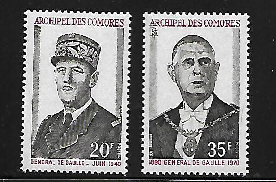 COMORO ISLANDS 104-105 MNH CHARLES DE GAULLE SET