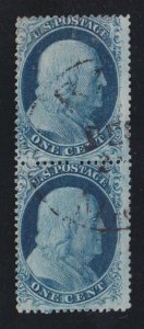 US 20 1c Franklin Used Pair F-VF SCV $625