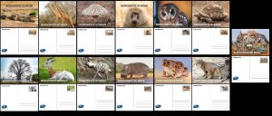 NIGER 2023 STATIONERYCARD MONKEY HIPPOPOTAMUS GIRAFFE OWL TURTLE FROG MUSHROOM-