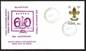 CYPRUS SC#404 60TH ANNIVERSARY SCOUTING (1973) FDC