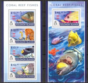 Solomon Islands 2015 Marine Life Fishes I sheet + S/S MNH