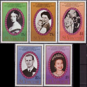 ST.VINCENT 1987 - Scott# 1017-21 U.K. Queens Set of 5 NH