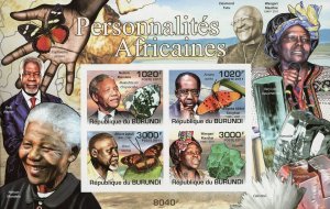 African Personalities Nelson Mandela Wangari Maathai Souv. Sheet of 4 St