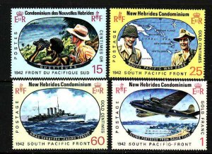 New Hebrides-Sc#123-6-unused NH set-Coast Watchers-WWII-Planes-Ships-Maps-1967-