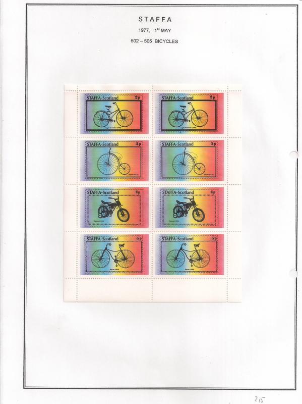 SCOTLAND - STAFFA - 1977 - Bicycles - Perf 8v Sheet - M L H