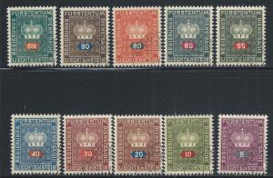 LIECHTENSTEIN SC# O37-46 FVF/CTO 1950-68