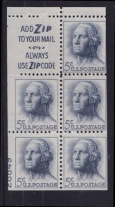 BOBPLATES #1213c Washington Booklet Slogan 3 Lower Left 28849 55% MNH DCV=$60