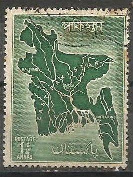 PAKISTAN, 1956, used 11/2a, Map of East Scott 84