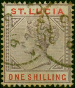 St Lucia 1891 1s Dull Mauve & Red SG50 Good Used