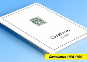 COLOR PRINTED CASTELLORIZO 1920-1932 STAMP ALBUM PAGES (6 illustrated pages)