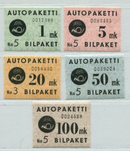 FINLAND 1949-1950 SCARCE PARCEL POST STAMPS SET AUTOPAKETTI Q1-Q5 PERFECT MNH